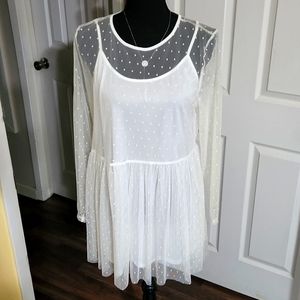 White lined baby doll top